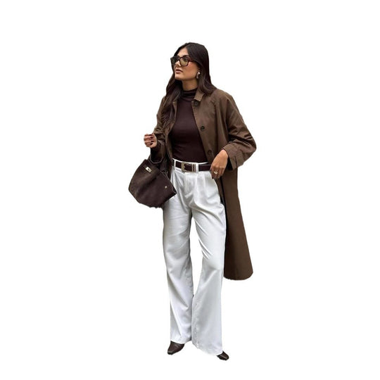 Damen modische Trenchcoatjacke mit lässigem Schnitt und Gürtel Heidi-Mode