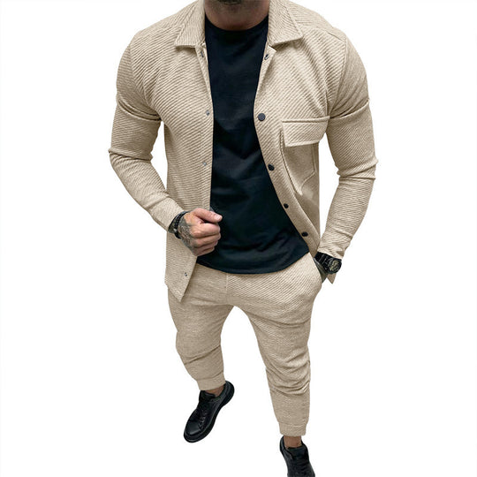 Herren elegantes Freizeitanzug mit modischem Streifenmuster Heidi-Mode