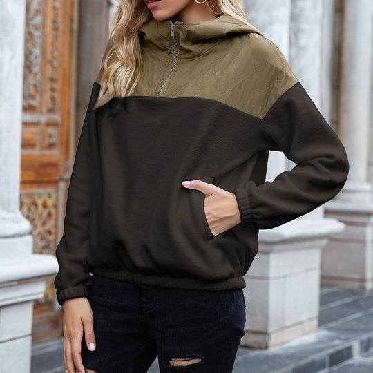 Damen kuschelige Fleecejacke mit Kapuze und praktischen Taschen Heidi-Mode