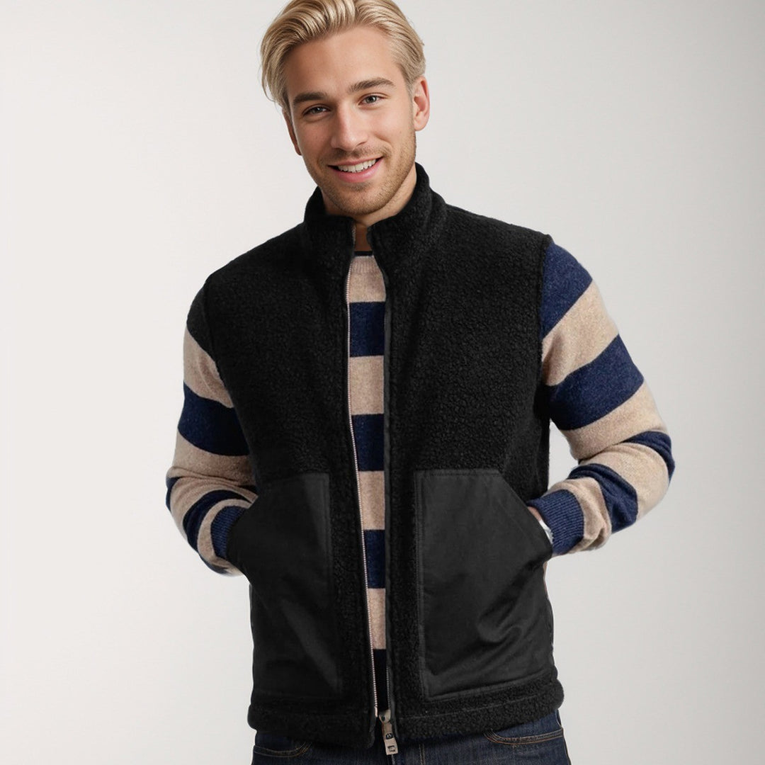 Damen Fleece-Weste mit hohem Kragen und weichen Taschen Heidi-Mode