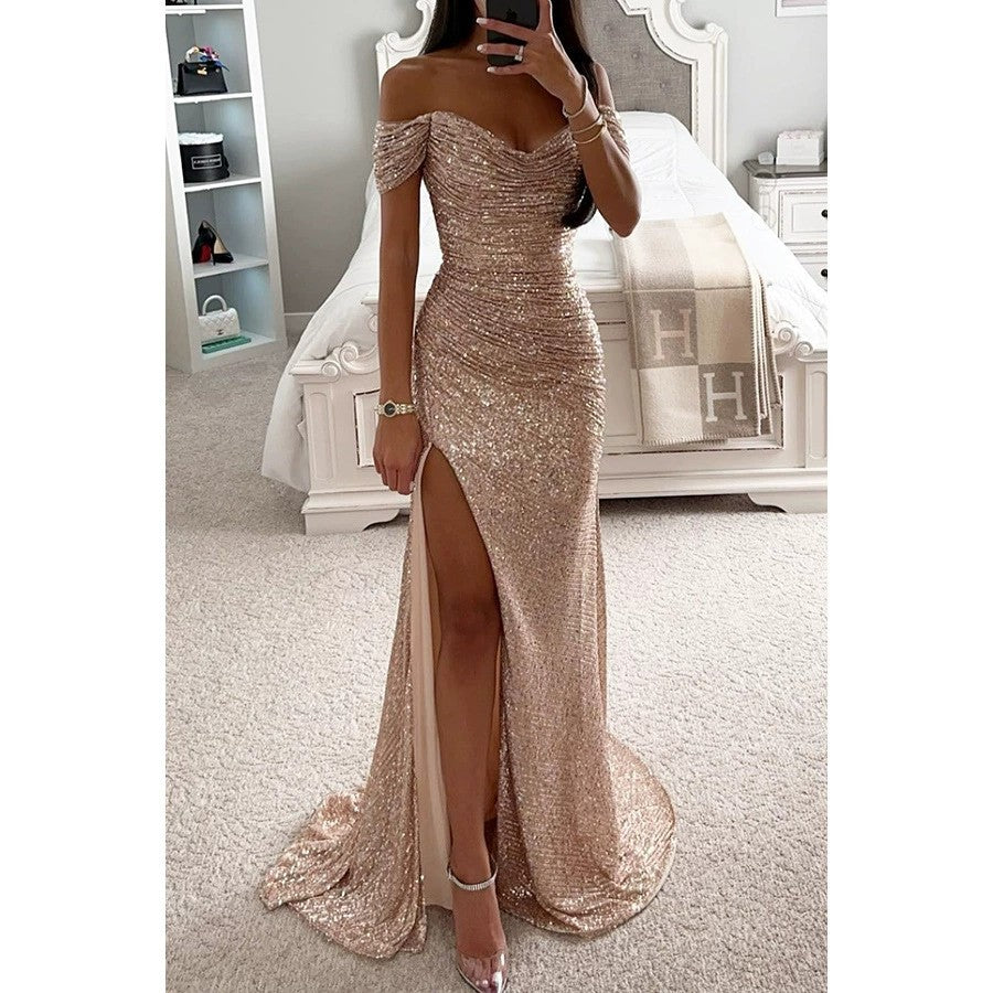 Damen Abendkleid mit schimmernden Pailletten Heidi-Mode
