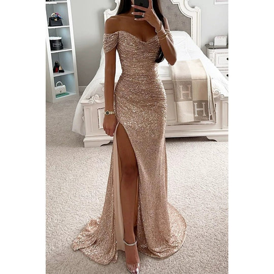 Damen Abendkleid mit schimmernden Pailletten Heidi-Mode