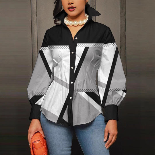 Damen modische Bluse mit geometrischem Design Heidi-Mode