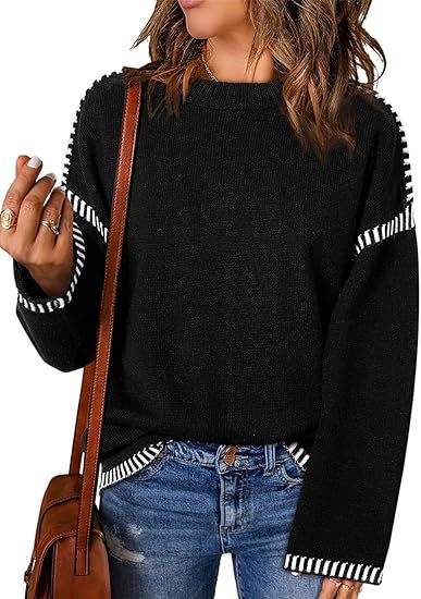 Damen Pullover mit modischen Streifen Heidi-Mode