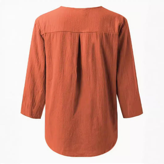 Damen Lässig geschnittenes Blusenshirt mit Knopfleiste Heidi-Mode