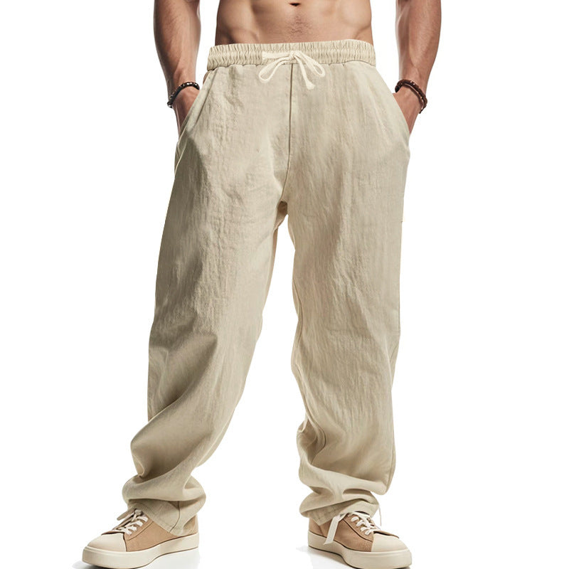 Herren Leichte Leinenhose mit elastischem Bund und praktischen Eingrifftaschen Heidi-Mode