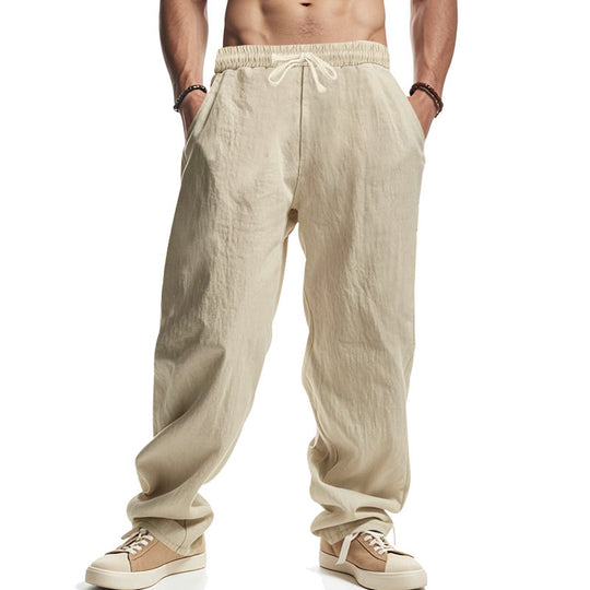 Herren Leichte Leinenhose mit elastischem Bund und praktischen Eingrifftaschen Heidi-Mode
