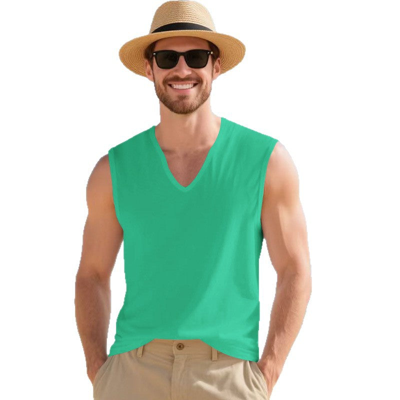 Herren ärmelloses V-Ausschnitt-Tanktop aus atmungsaktivem Stretchmaterial Heidi-Mode