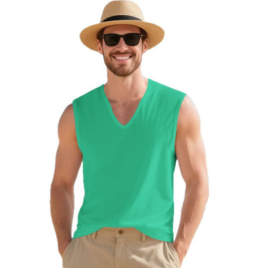 Herren ärmelloses V-Ausschnitt-Tanktop aus atmungsaktivem Stretchmaterial Heidi-Mode