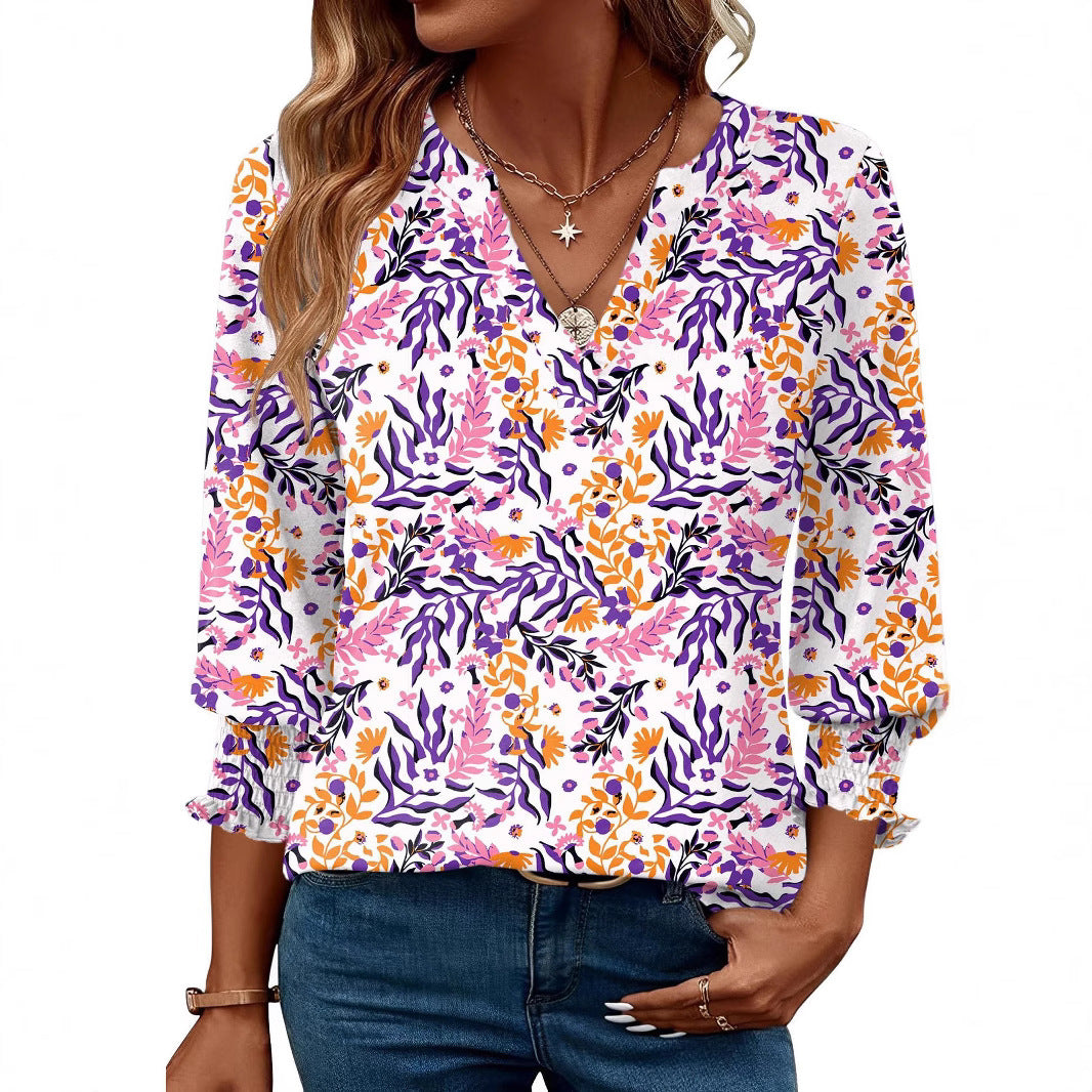Damen modische Bluse mit verspieltem Paisleymuster und Rüschendetails Heidi-Mode