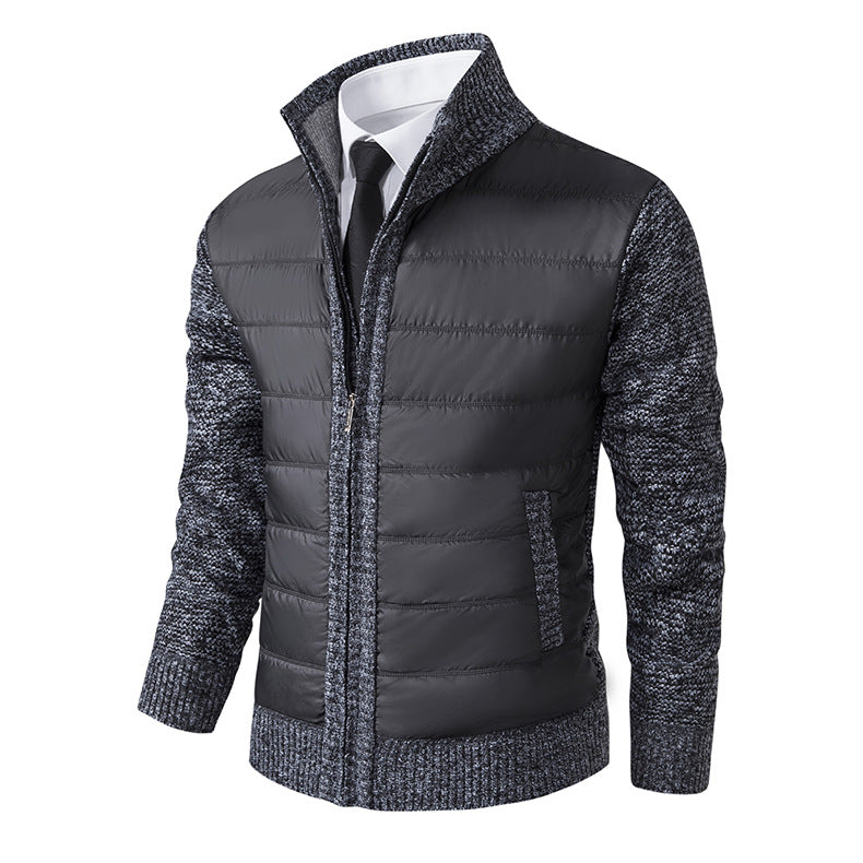 Herren gesteppte Hybridjacke mit modernem Kragen und elastischen Bündchen Heidi-Mode