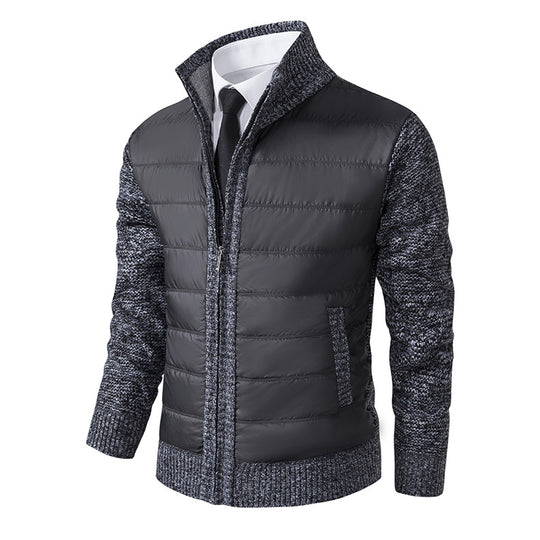 Herren gesteppte Hybridjacke mit modernem Kragen und elastischen Bündchen Heidi-Mode