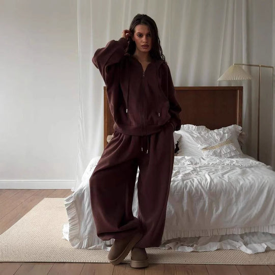 Damen Freizeitanzug mit lässigem Schnitt und hohem Bund Heidi-Mode