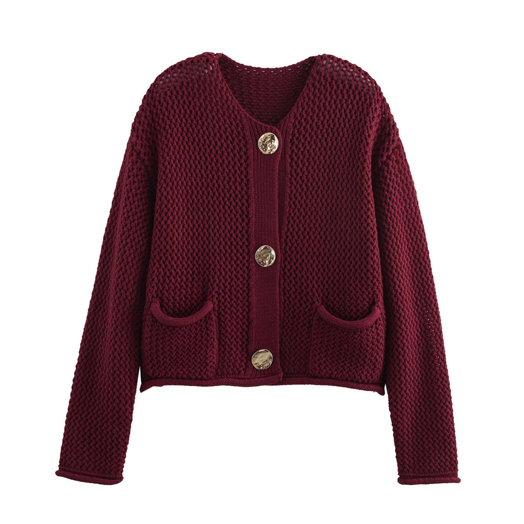 Damen Strickjacke mit dekorativen Knopfdetails und Taschen Heidi-Mode