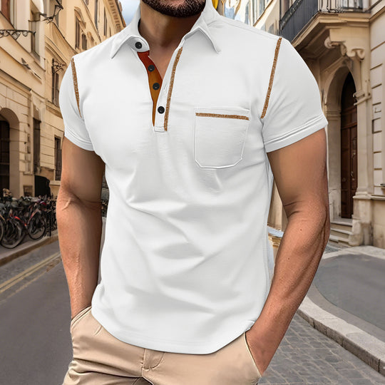Herren Elegantes Poloshirt mit kontrastierenden Akzenten und praktischer Brusttasche Heidi-Mode