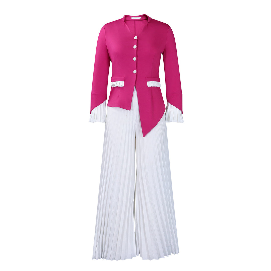 Damen Eleganter Blazer mit plissierten Hosen Heidi-Mode