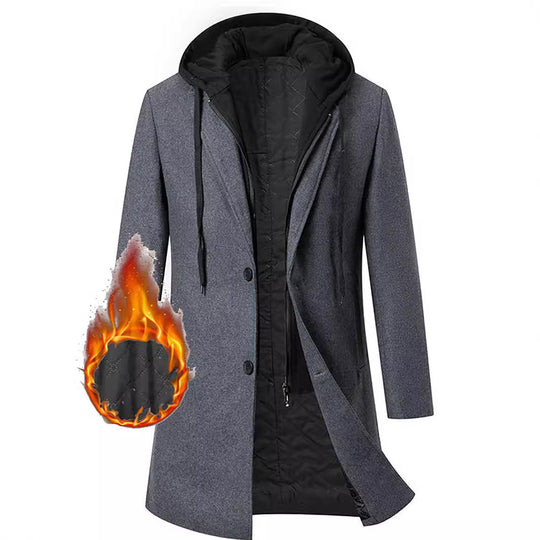 Damen eleganter Mantel mit abnehmbarer Kapuze und sportlichen Akzenten Heidi-Mode