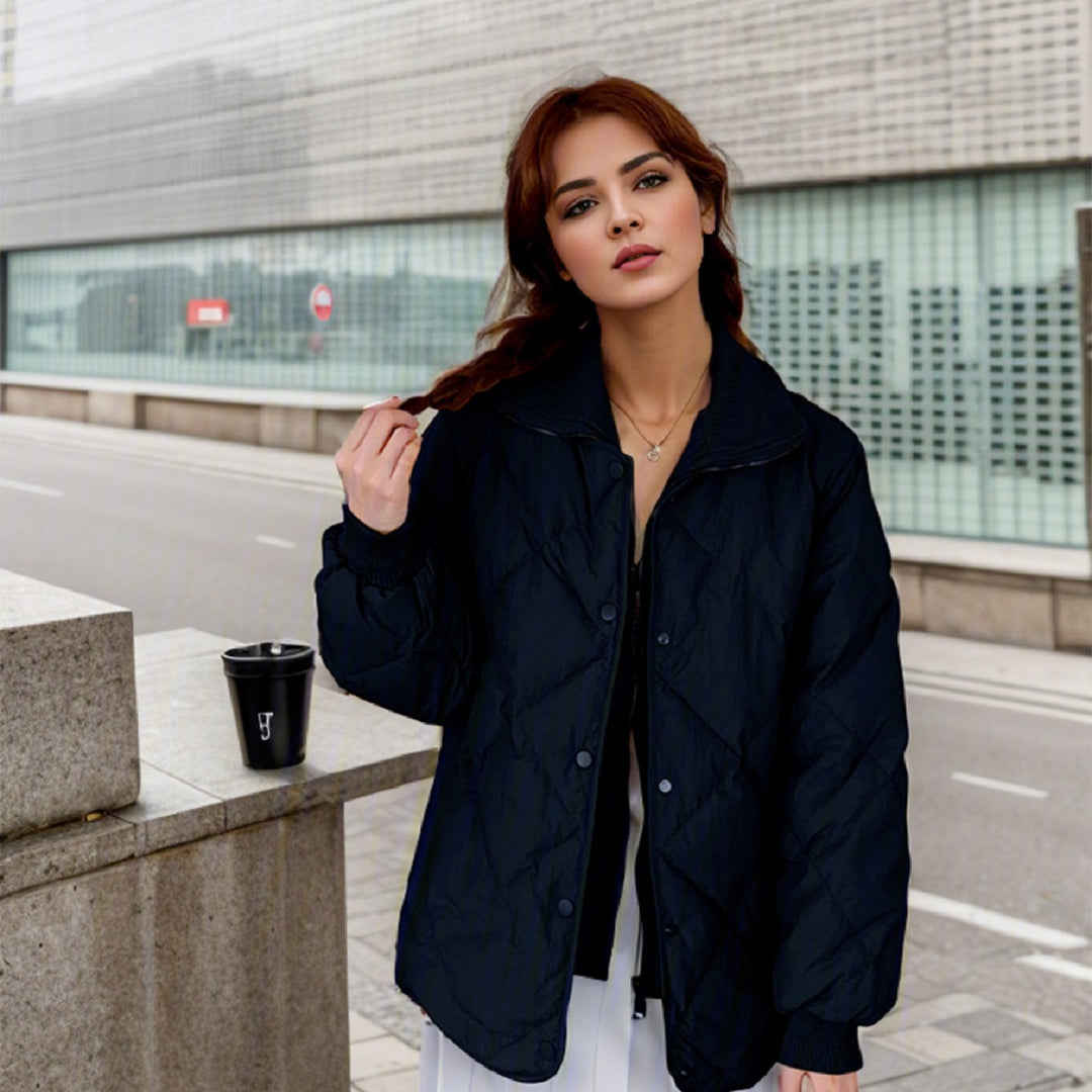 Damen gesteppte Übergangsjacke mit elastischen Bündchen und praktischen Taschen Heidi-Mode