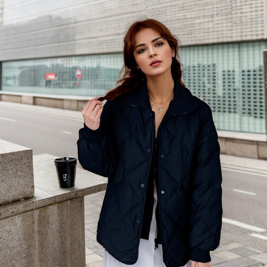 Damen gesteppte Übergangsjacke mit elastischen Bündchen und praktischen Taschen Heidi-Mode