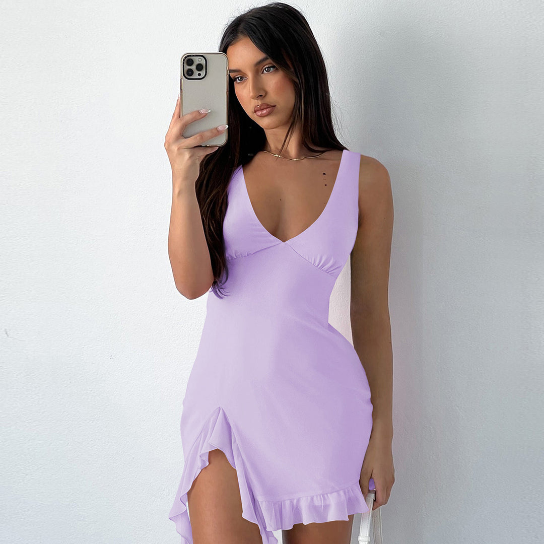 Heidi Mode | Kleid mit Hosenträgern und V-Ausschnitt mit Fransen