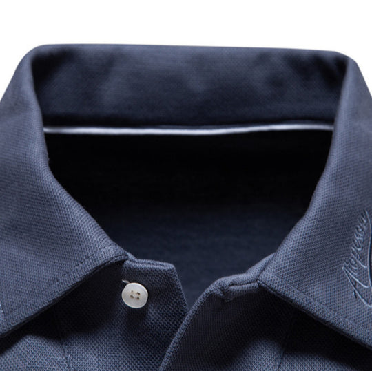 Herren Langarm Poloshirt aus atmungsaktivem Baumwollmix mit modischen Akzenten Heidi-Mode