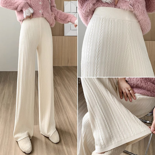 Damen Weiche Strickhose mit Zopfmuster Heidi-Mode