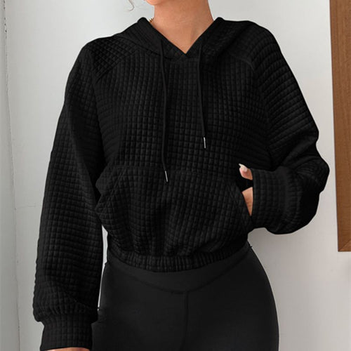 Damen modischer cropped Hoodie mit strukturierter Oberfläche Heidi-Mode