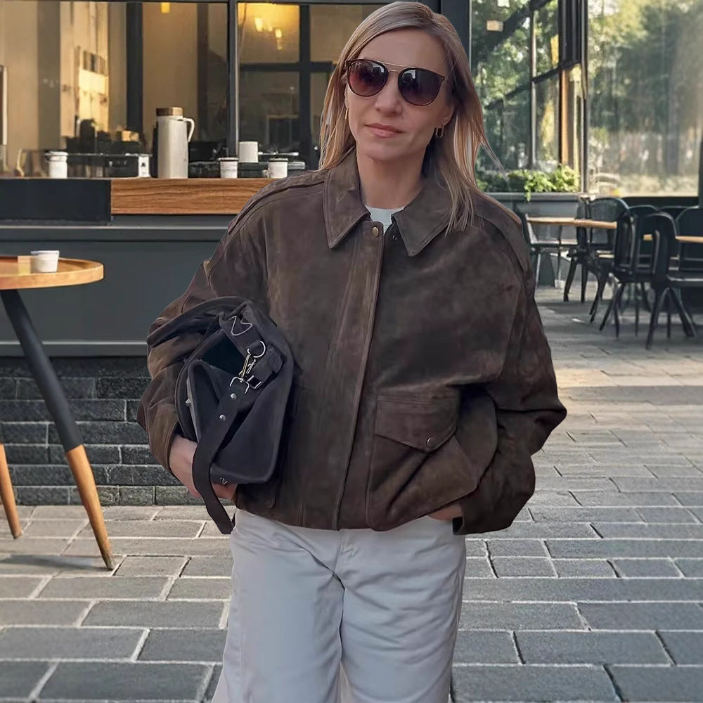 Damen Modische Wildlederjacke im lässigen Stil Heidi-Mode
