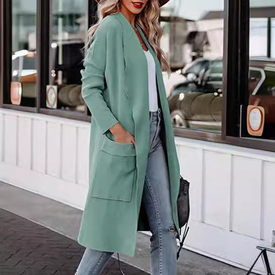 Damen lässiger Cardigan mit langen Ärmeln und praktischen Taschen Heidi-Mode