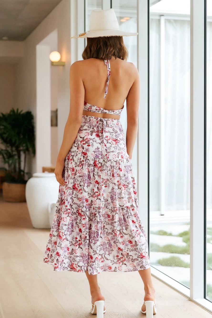 Damen Floral Druck Zweiteiler Kleid Heidi-Mode