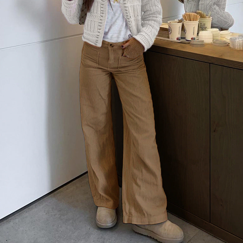 Damen Bequeme und stilvolle Cordhose mit weitem Bein Heidi-Mode