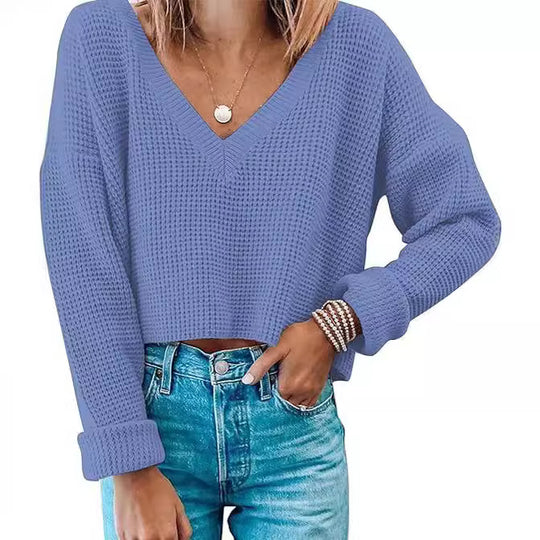 Damen lässiger Waffelstrick Pullover Heidi-Mode