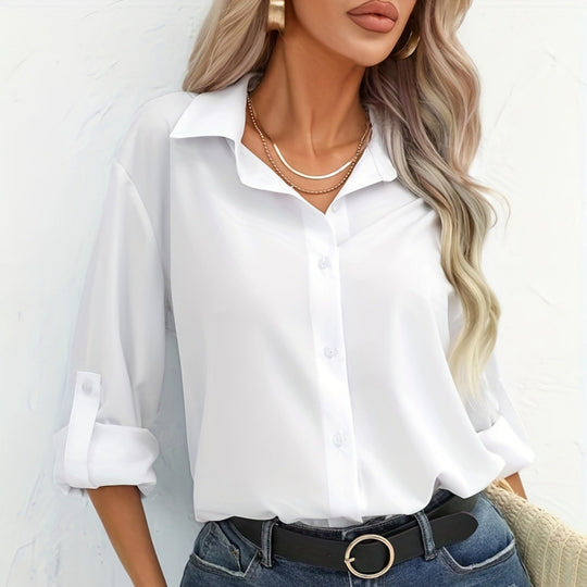 Damen elegante langärmelige Bluse aus atmungsaktiver Baumwolle Heidi-Mode