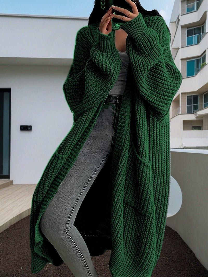 Damen Großer Strickcardigan mit lässiger Passform und großen Taschen Heidi-Mode