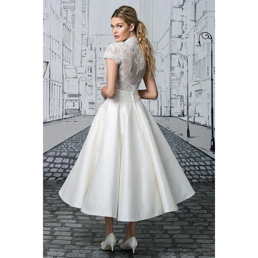 Damen Hochwertiges Hochzeitskleid mit Spitzendetails und schwingendem Rock Heidi-Mode