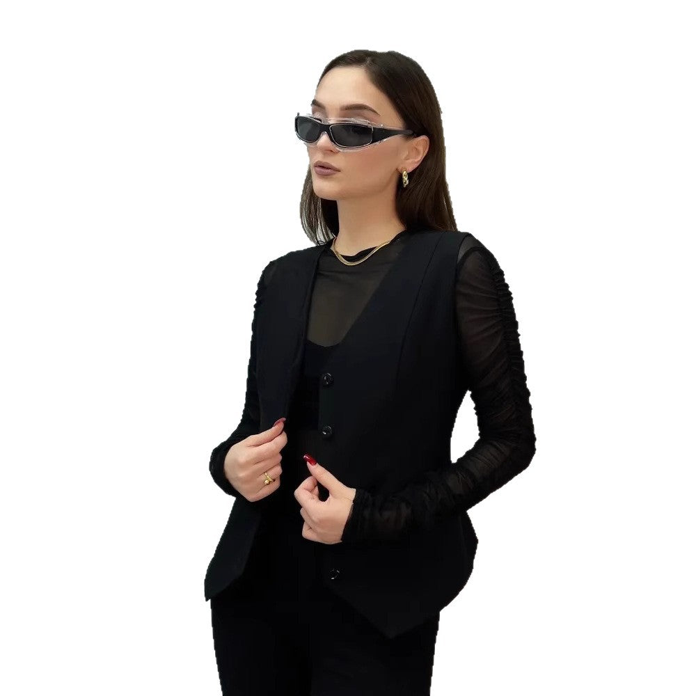 Damen ärmellose Bluse mit Knopfleiste Heidi-Mode