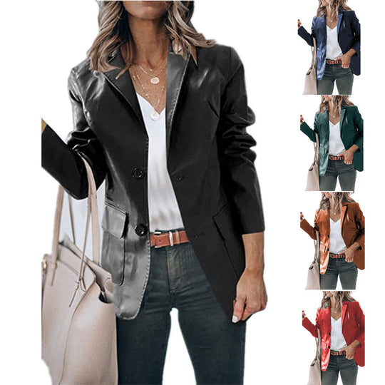 Damen eleganter Blazer mit zwei Taschen und zeitlosem Schnitt Heidi-Mode