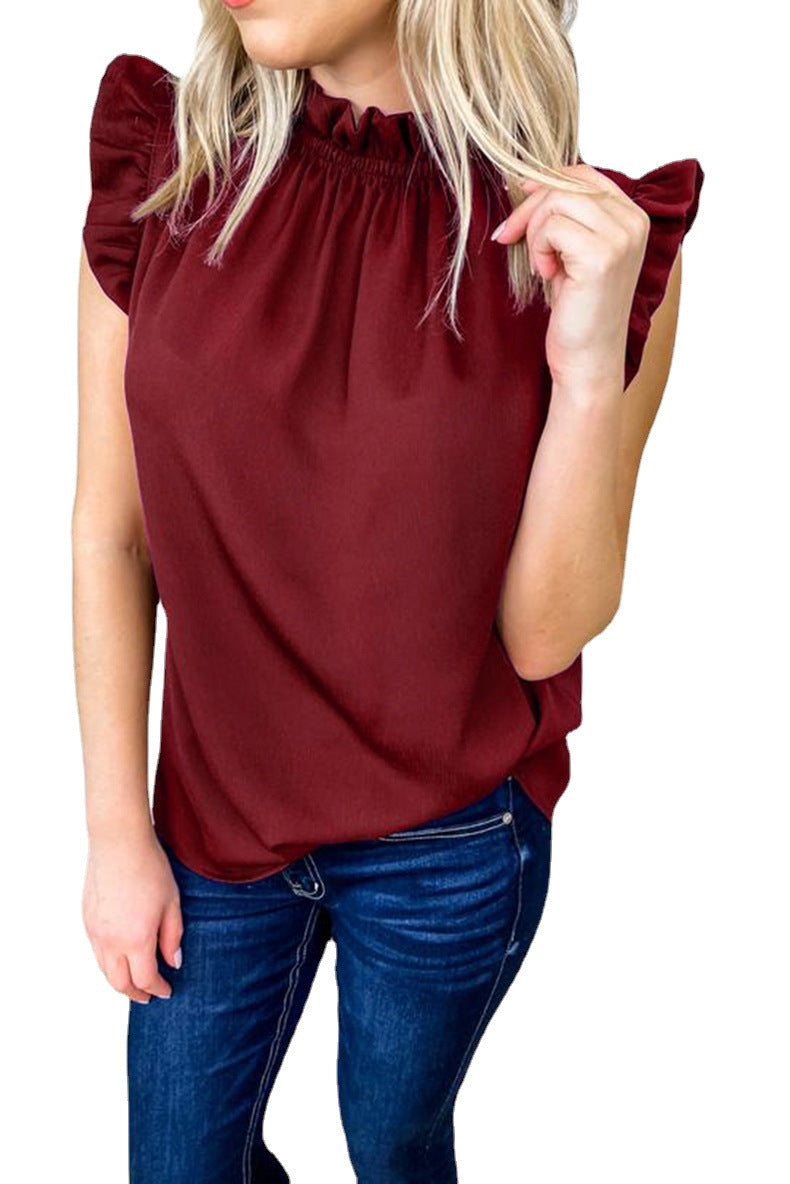 Damen Bluse mit Rüschen und hohem Kragen Heidi-Mode