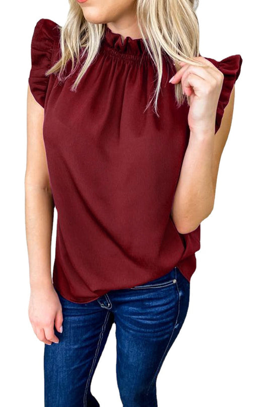 Damen Bluse mit Rüschen und hohem Kragen Heidi-Mode