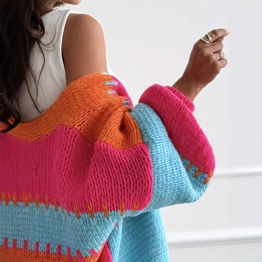 Damen farbenfroher Strickcardigan Heidi-Mode