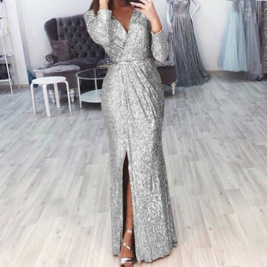 Damen Elegantes Wickelkleid mit Bein-Schlitz Heidi-Mode