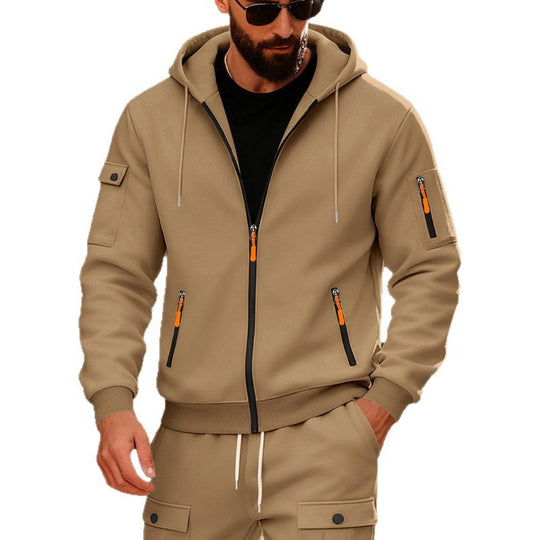 Herren sportlicher Kapuzenpullover mit modischen Schnellverschlüssen und praktischen Taschen Heidi-Mode