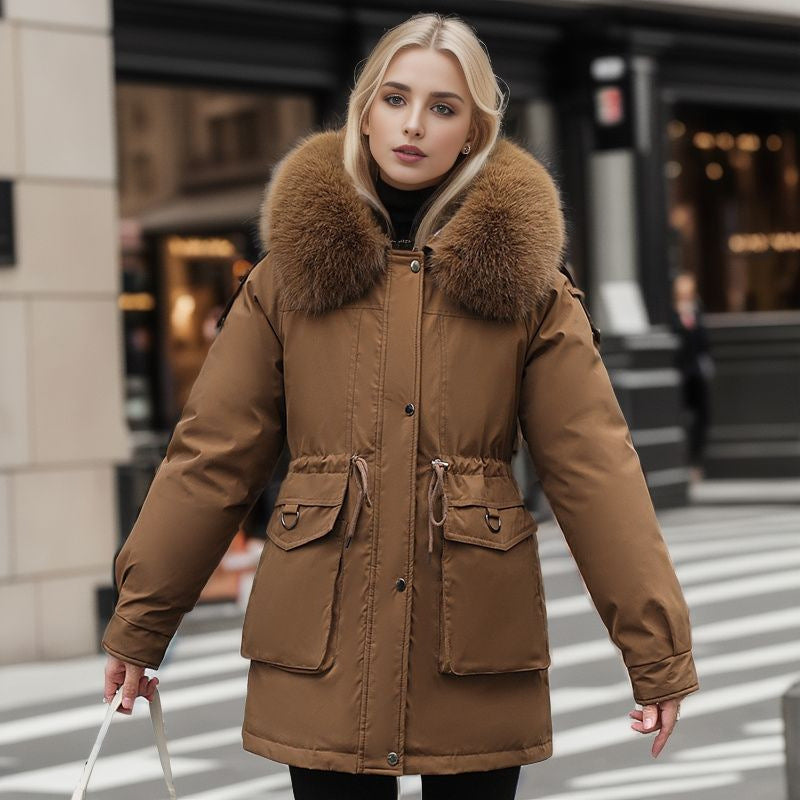 Damen warme Winterjacke mit abnehmbarem Pelzkragen Heidi-Mode
