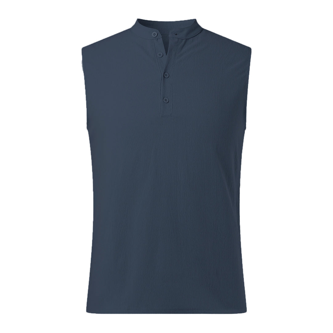 Herren Ärmelloses Henley-Shirt aus atmungsaktivem und leichtem Material Heidi-Mode