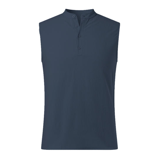 Herren Ärmelloses Henley-Shirt aus atmungsaktivem und leichtem Material Heidi-Mode