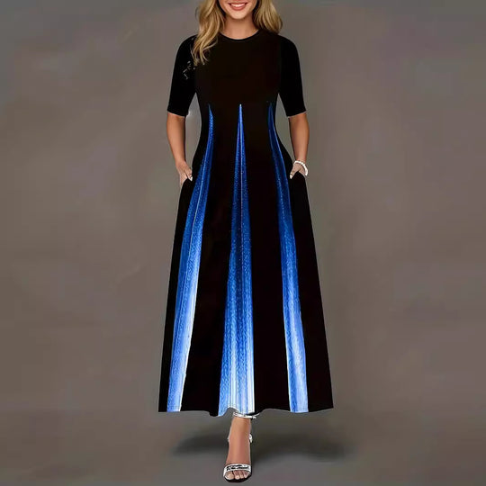 Damen Maxikleid mit modernem Farbverlauf und praktischen Seitentaschen Heidi-Mode