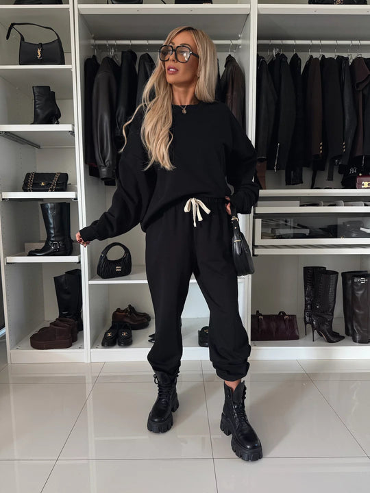 Damen lässiges Freizeit-Loungewear-Set mit elastischem Bund und oversize Schnitt Heidi-Mode