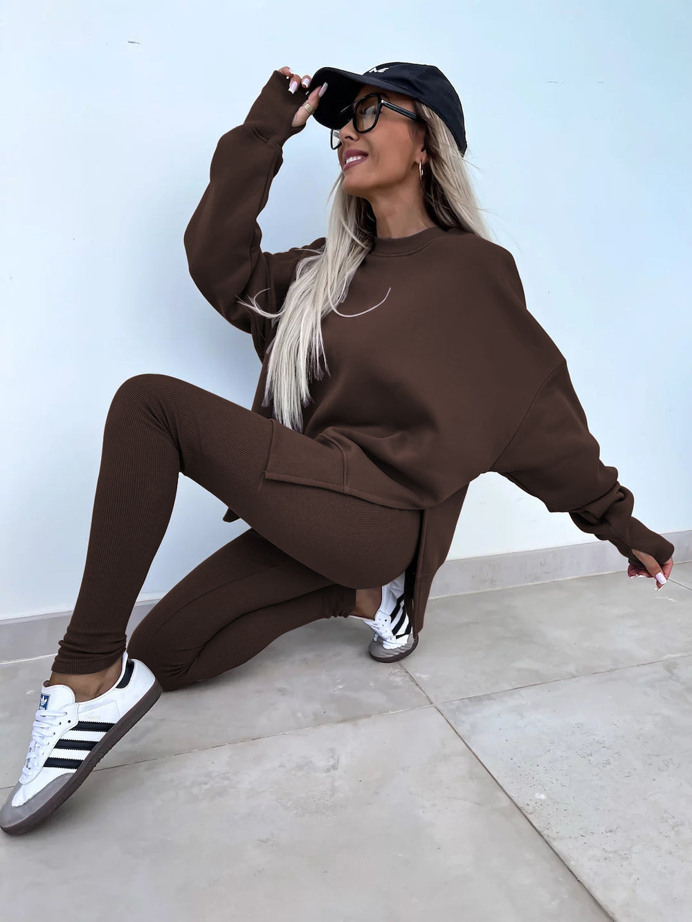 Damen lässiger Oversized-Sweater und leggings im Set Heidi-Mode
