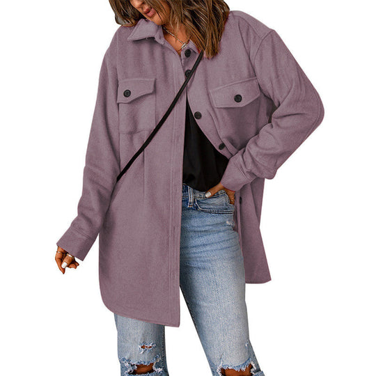 Damen Overshirt-Jacke mit praktischen Brusttaschen und schickem Schnitt Heidi-Mode