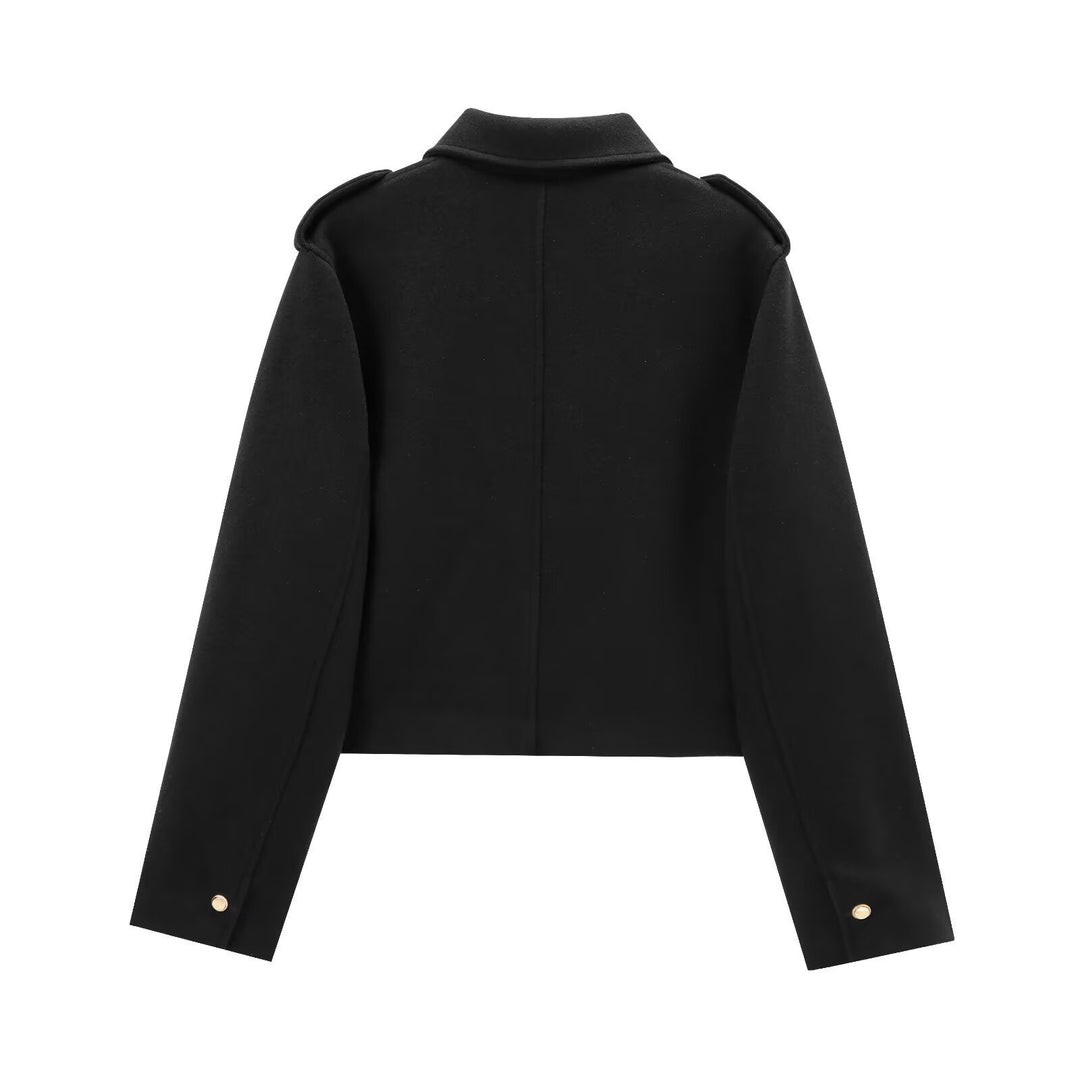 Damen moderne cropped Jacke mit goldenen Druckknöpfen Heidi-Mode